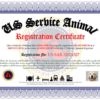 service dog registration certificate