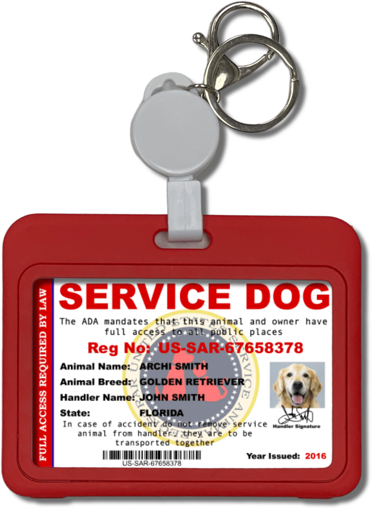 Red Plastic ID Badge Holder – US Service Animal Registrar